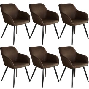Tectake 404072 6 marilyn fabric chairs - dark brown/black