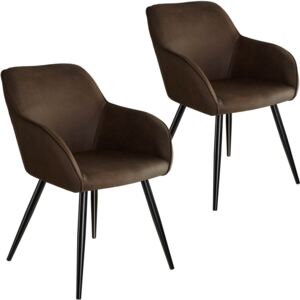 Tectake 404070 2 marilyn fabric chairs - dark brown/black