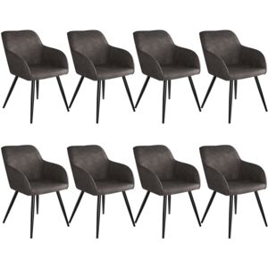 Tectake 404081 8 marilyn fabric chairs - dark grey/black