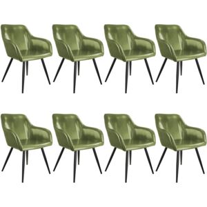 Tectake 404097 8 marilyn faux leather chairs - dark green/black