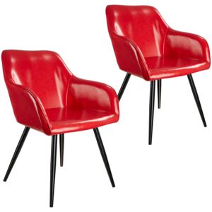 Tectake 404098 2 marilyn faux leather chairs - burgundy/black
