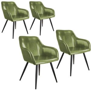 Tectake 404095 4 marilyn faux leather chairs - dark green/black