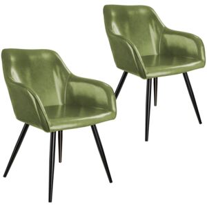 Tectake 404094 2 marilyn faux leather chairs - dark green/black
