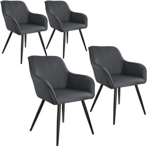 Tectake 404087 4x accent chair marylin - dark grey/black