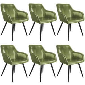 Tectake 404096 6 marilyn faux leather chairs - dark green/black