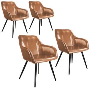 Tectake 404103 4 marilyn faux leather chairs - brown/black