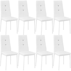 Tectake 404125 8 dining chairs with rhinestones - white