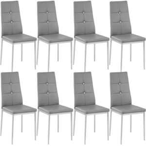 Tectake 404124 8 dining chairs with rhinestones - grey