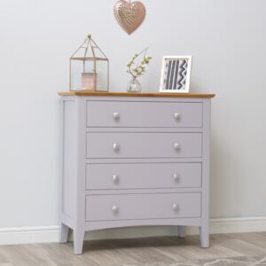 Malvern Shaker Grey Painted Oak Chest of 4 Drawers