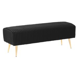 Bench Black Velvet Upholstered Gold Metal Legs 118 cm Glamour Living Room Bedroom Hallway Beliani
