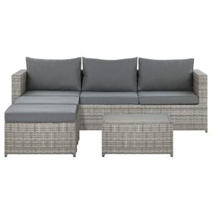 Garden Lounge Set Brown White Cushions PE Rattan for 2 People 3 Piece Outdoor Set with Side Table Beliani