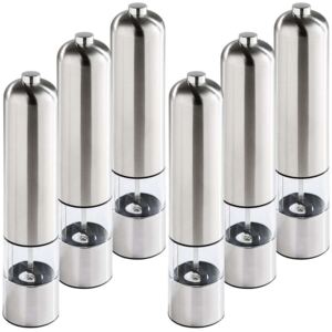 Tectake 401780 6 electric salt and pepper grinder made of stainless steel with lamp - silver