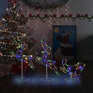 VidaXL Acrylic Christmas Flying Reindeer&Sleigh 260x21x87cm Colourful