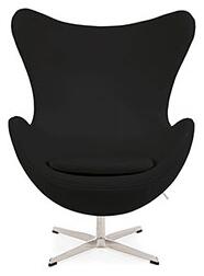 Retro Real Leather Arne Jacobsen Style Egg Chair Black