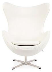 Retro Real Leather Arne Jacobsen Style Egg Chair White
