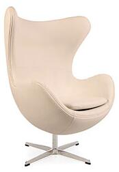 Retro Real Leather Arne Jacobsen Style Egg Chair Beige