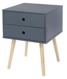 Arsisan Blue Scandia, 2 Drawer & Wood Legs Bedside Cabinet