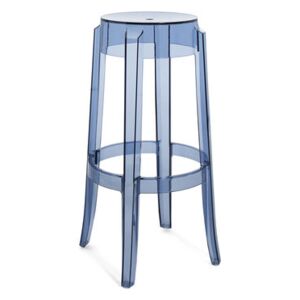 Charles Ghost Stackable bar stool - / H 75 cm - Polycarbonate by Kartell Blue