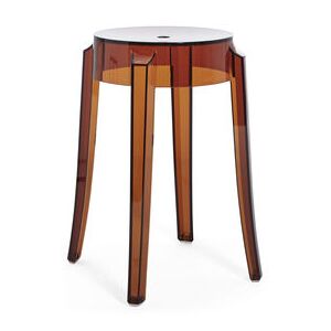 Charles Ghost Stackable stool - / H 46 cm - Polycarbonate by Kartell Orange/Brown