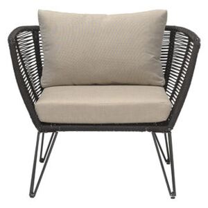 Metal Padded armchair - / Indoors & outdoors by Bloomingville Black/Beige