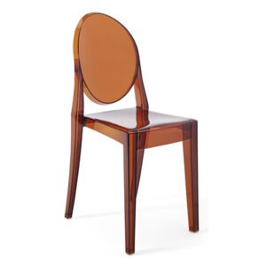 Victoria Ghost Stacking chair - / Polycarbonate 2.0 by Kartell Orange/Brown