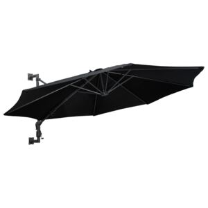 VidaXL Wall-Mounted Parasol with Metal Pole 300 cm Black