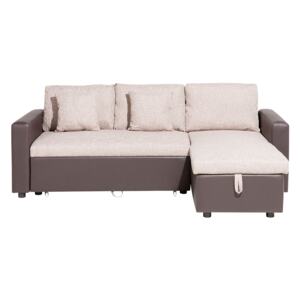 Corner Sofa Bed Black Grey Beige Fabric with Storage L-Shaped Left Hand Orientation Classic Beliani