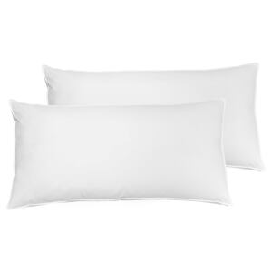 Set of 2 Bed Pillow White Cotton Duck Down and Feathers 40 x 80 cm Medium Soft Beliani
