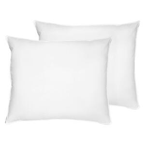 Set of 2 Bed Pillow White Cotton Duck Down and Feathers 50 x 60 cm Medium Soft Beliani