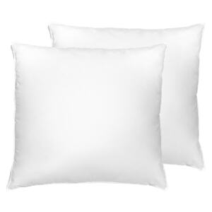 Set of 2 Bed Pillow White Cotton Duck Down and Feathers 80 x 80 cm Medium Soft Beliani