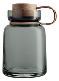 Silhouette Airtight jar - / 0.7L - Leather, wood & glass by Eva Solo Grey