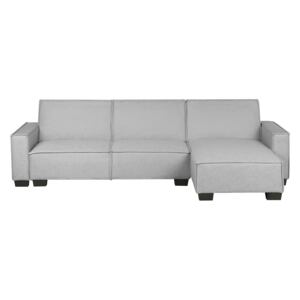 Corner Sofa Bed Grey Fabric Upholstered 3 Seater Left Hand L-Shaped Bed Beliani