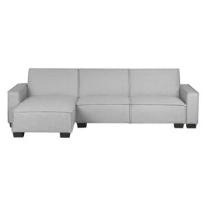 Corner Sofa Bed Grey Fabric Upholstered 3 Seater Right Hand L-Shaped Bed Beliani