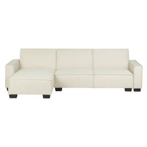 Corner Sofa Bed Beige Fabric Upholstered 3 Seater Right Hand L-Shaped Bed Beliani