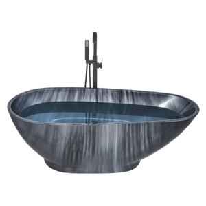 Freestanding Bath Dark Blue Marble Effect Sanitary Acrylic Single 170 x 80 cm Oval Modern Design Beliani