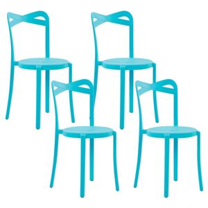 Set of 4 Garden Chairs Blue Polypropylene Lightweight Indoor Outdoor Weather Resistant Plastic Modern Beliani