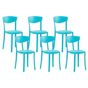 Set of 6 Garden Chairs Blue Polypropylene Lightweight Weather Resistant Plastic Indoor Outdoor Modern Beliani