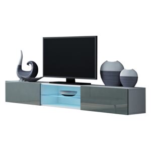 FURNITOP Floating TV Cabinet VIGO GLASS GREY A VG11 white / grey gloss