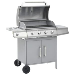VidaXL Gas Barbecue Grill 4+1 Cooking Zone Silver