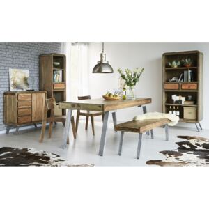 Retro Wood & Metal Large Dining Table