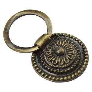 Pembridge 50mm Zinc Antique Brass Ring Pull Handle - 2 Pack