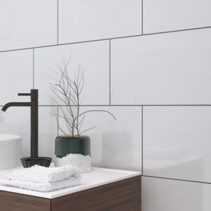 Flat White Ceramic Wall Tile 400 x 250mm - 1sqm pack