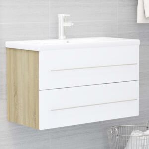 VidaXL Sink Cabinet White and Sonoma Oak 80x38.5x48 cm Chipboard
