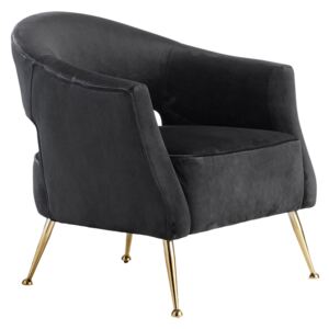 Lacey Velvet Armchair in Jet Black