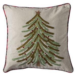 Green Embroidered Tree Cushion