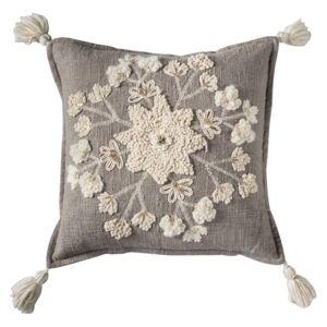 Embroidered Snowflake Natural Cushion