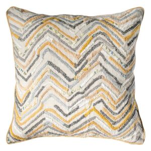 Prabal Embellished Cushion in Flax & Grey