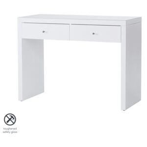 Pimlico White Glass Dressing Table with 2 Legs