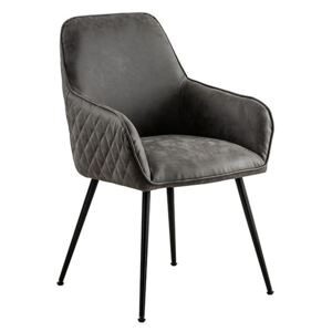 Watson Carver Chair - Grey - Faux Leather