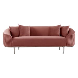 Ella Three Seat Sofa - Blush Pink - Polished chrome base